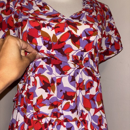 Anthropologie Robin Tiered Mini Dress Ruffles Purple Red Short Sleeve XSP - Picture 10 of 21