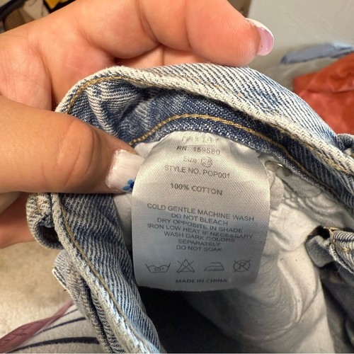 Pantalones Cortos Vaqueros Rosa Lirio Cintura Alta Dobladillo Crudo Envejecido Lavado Medio 28 - Imagen 3 de 7