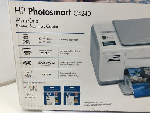 Impresora de inyección de tinta todo en uno HP Photosmart C4240 copia escaneo ¡NUEVA CAJA ABIERTA!! - Imagen 18 de 19