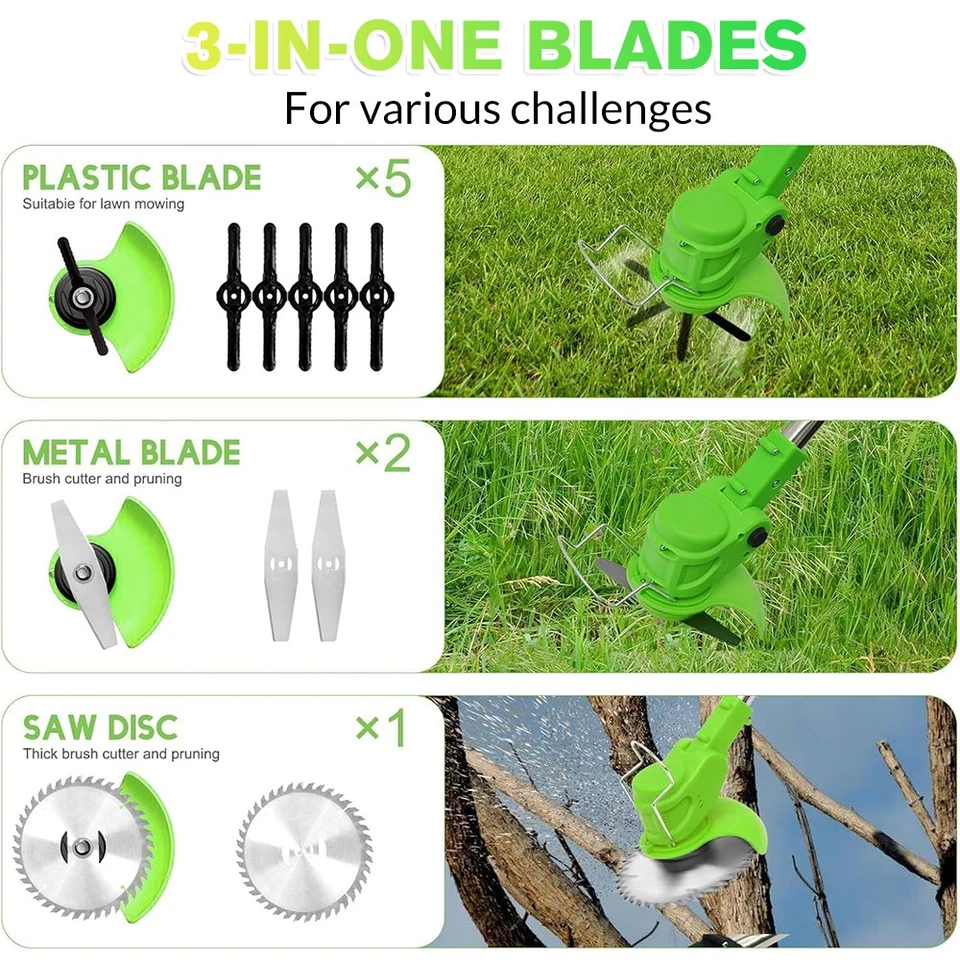 Electric Cordless Grass String Trimmer Lawn Edger Weed Wacker Cutter +Battery US - Image 3 of 4