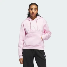 adidas women Seasonal Essentials Ruffled Big Logo Graphic Hoodie
