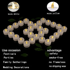 24-Pack Flameless LED Tea Lights - Realistic Flickering Warm Glow