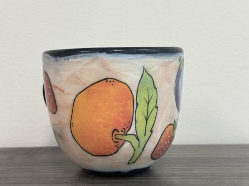 RARE Rainbow Gate Pottery  Santa Fe White Fruit Coffee Tea Mug - Picture 5 of 10