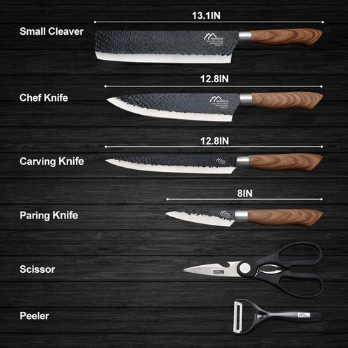 6 Pieces Black Professional Chef Knife Set, BBQ Meat Knives for Cooking, Forg... - Picture 2 of 9