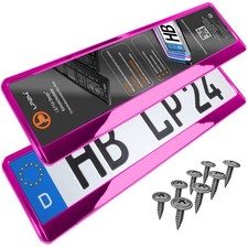 Kennzeichenhalter Nummernschildhalterung Auto Pink - Chrom Kfz Halter 2 Stück