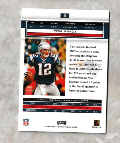 2003 Playoff Honors #90 Tom Brady New England Patriots - Bild 2 von 2
