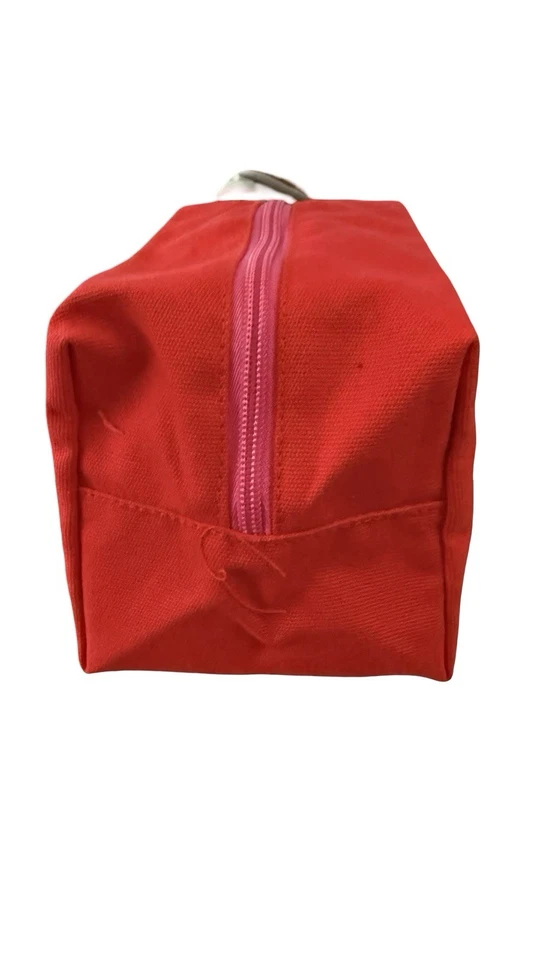 NORDSTROM BEAUTY Bolsa de Maquillaje GRANDE de Lona con Cremallera - Rojo/Rosa NUEVO Foto 4 de 4