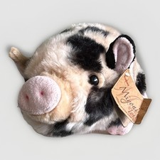 Aurora Miyoni Spotted Pot Bellied Piglet Plush Stuffed Animal Brown Black Pig 9"