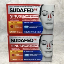 2 Boxes! Sudafed PE Day and Night Sinus Pressure & Congestion Tablets Exp 06/26