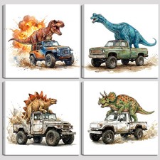 Dinosaur Wall Art for Boys Room Decor - Dinosaur Room Decor Wall Art 4 Piece ...