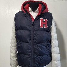 Tommy Hilfiger Classic Men's Hooded Quilted Puffer Jacket Sz L Blue Colorblock