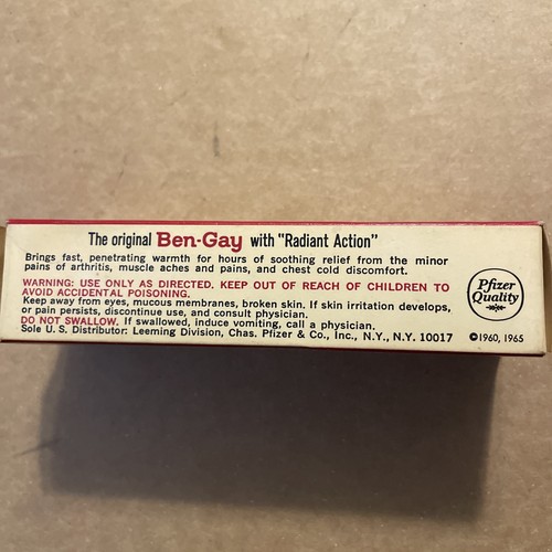 Vintage 1965 The Original Ben Gay Box and 1.25 oz Tube - Bild 2 von 6