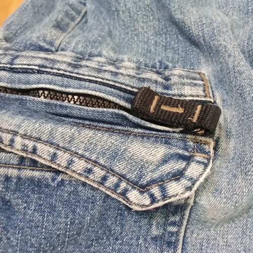 Brittania Jeans Vintage 90Men's 32x29 Baggy Cargo Pants Blue Denim Extra Pockets - Picture 4 of 13