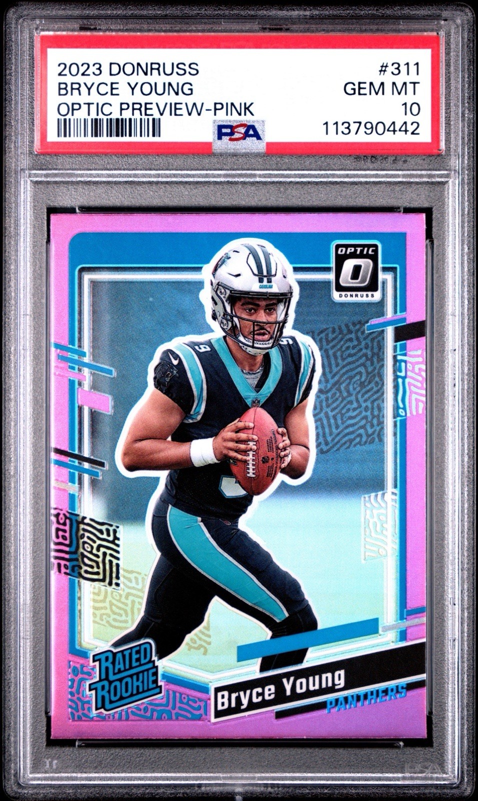 2023 Panini Donruss -Rated Rookie Bryce Young #311 Optic Preview Pink Prizm (RC)