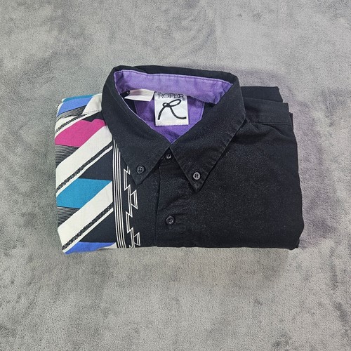 Vintage Roper Western Hemd Herren L Schwarz Geometrisch DNA Azteken 90er Bunt USA - Bild 10 von 10