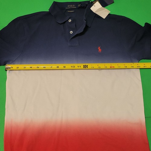 POLO Ralph Lauren Shirt Men Size M Custome Slim Fit (20x26") Red White and Blue - Picture 6 of 12
