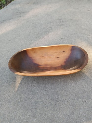 Primitive Farm-Style Wooden Bowl Hand Crafted Carved 2 Tone Kenya