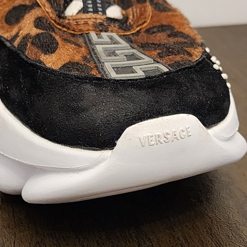 NWT VERSACE Chain Reaction Sneakers USA 11/EU 44 Men's Leopard Red Brown ITALY - Picture 17 of 22