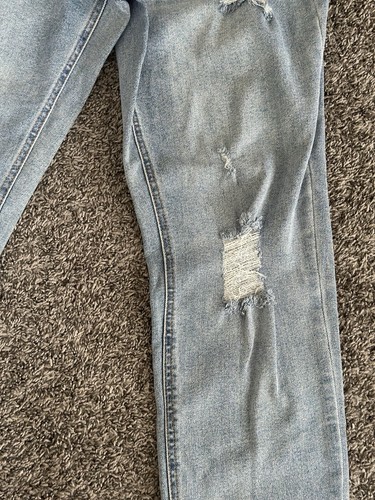 Women’s Time and Tru Maternity Jeans Pants Denim Blue Distressed Sz Medium 8-10 - Picture 4 of 8