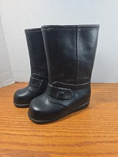 Vintage Kids Black Rubber Engineer Boots Size 5 USA Made Rain Snow Waterproof...
