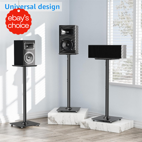 Universal Speaker Stands Pair 31" Height for Surround Sound Black Color - Picture 2 of 10