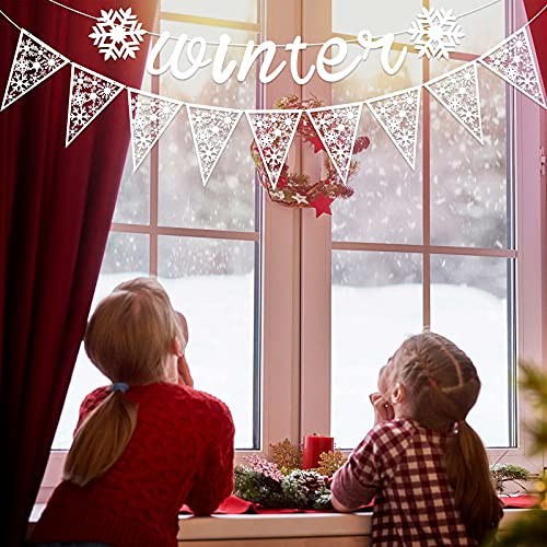 3 Pieces Snowflake Winter Wonderland Banner Snowflake Paper Garland Winter - Picture 8 of 8