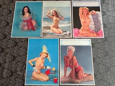5 CHEESECAKE PIN UPS Salesman Sample Calendar Art Prints GOLDEN DREAMS 1955 nude