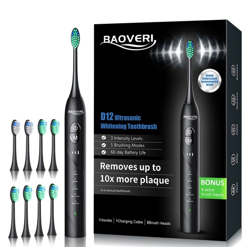 Electric Toothbrush with 8 Brush Heads for Adults&Kids, Ultrasonic Electric T...