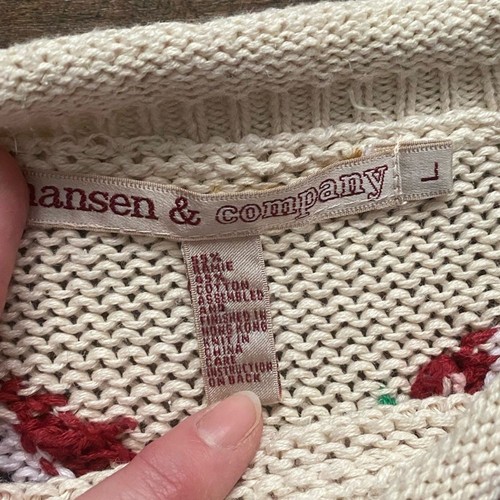 HANSEN & COMPANY Strick Weihnachtspullover Urlaub Zuckerstange Schleife süß Baumwolle Gr. L - Bild 2 von 11