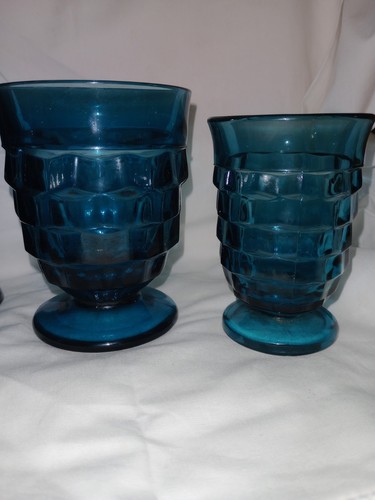 Fostoria Colony Whitehall Riviera Blue Cubist Glasses -Set/Lot - 第 6/8 張圖片