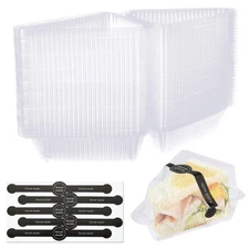 200 Pcs Cake Slice Containers with Lids Clear Plastic Hinged Cheesecake Conta