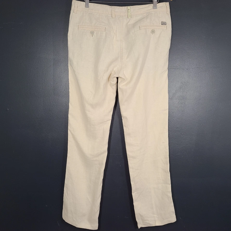 Pantalones de cáñamo transpirables para hombre Giorgio Armani hechos en Italia beige talla 36 Foto 2 de 4