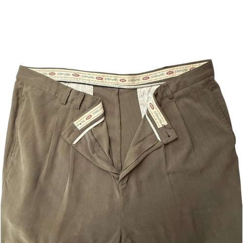 Joseph & Feiss Anzughose 100 % Seide Fischgrätmuster taupe braun Plissee 46 x 31 - Bild 12 von 12