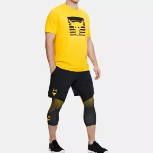 Boy's Under Armour Project Rock 3/4 Compression Leggings Size L Training Black - Picture 4 of 7