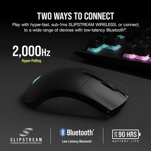 Corsair Sabre RGB Pro Black Wireless Champion Gaming Mouse DPI 26,000 7 Button - Picture 4 of 6