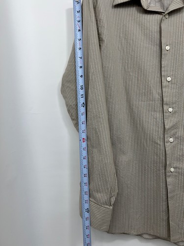 Van Heusen Classic Fit Wrinkle Free Shirt Beige Lined Mens 16 - 16 1/2 34/35 - Picture 6 of 9