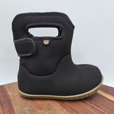 Bogs Baby Boots Toddler Boys 8 Black Tan Waterproof Winter Snow Faux Fur Booties