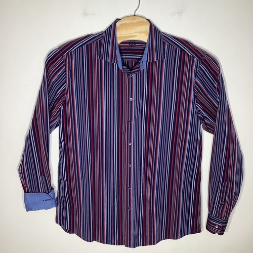 Bugatchi Mens Shaped Fit Long Sleeve Button Up Shirt Striped Size XXL - Picture 2 of 7