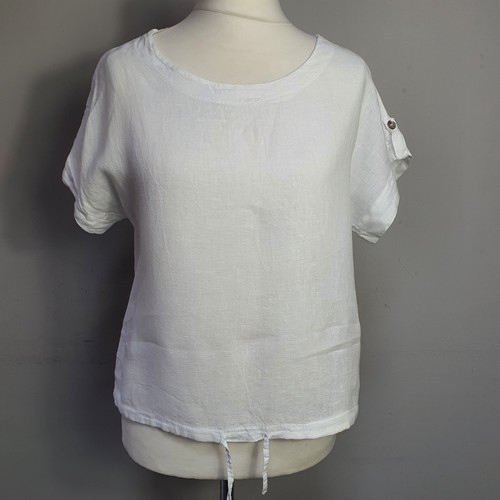 LUNGO L'ARNO 100% Leinen Bluse Hängerchen T-Shirt Flachs Oversize Tunika Top Gr. M