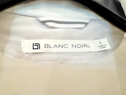 *RARE* New Without Tags - Leather Moto jacket Blanc Noir Size L Color *WHITE* - Picture 10 of 12