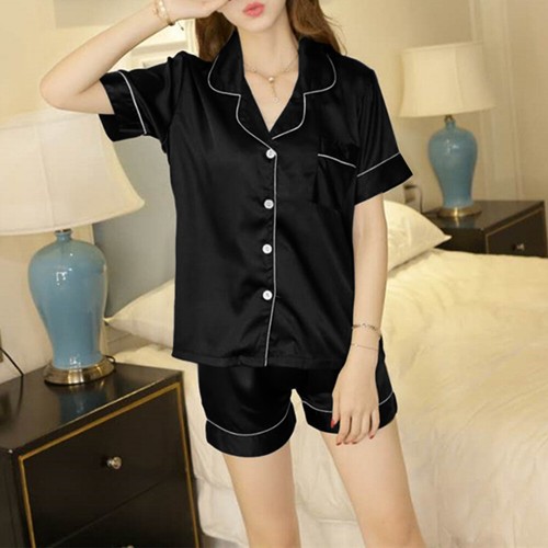 Sexy Ladies ❤️ Women Satin Silk Pyjamas Nightwear Set Shirts Shorts Sleepwear US - Picture 15 of 24