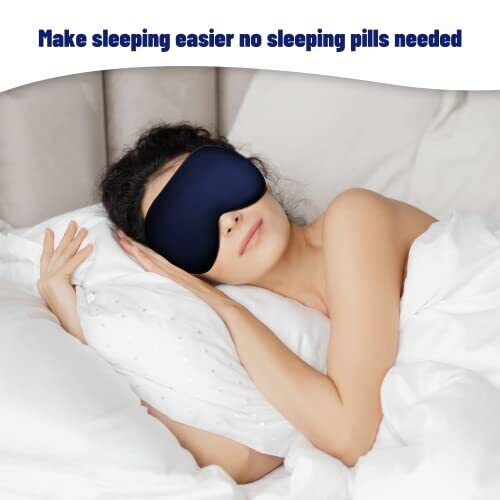 Seidenaugenmaske mit verstellbarem Riemen, Satin Blackout Schlafmaske für blau - Bild 7 von 7