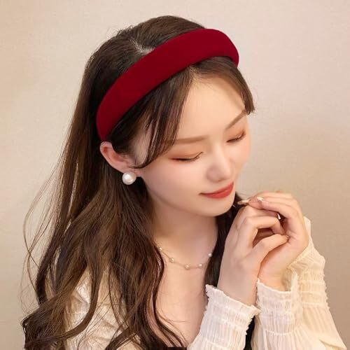 Red Velvet Padded Headbands for Women Fashion Non slip Comfortable Head Bands - Picture 4 of 7