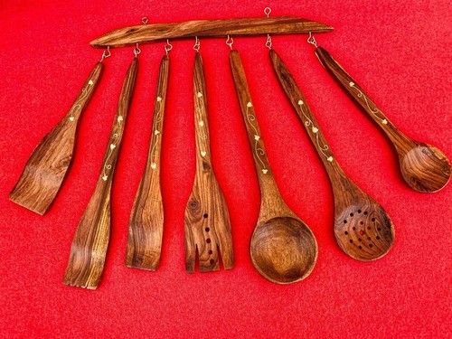 Cucharas de madera montadas en la pared cucharas para utensilios herramientas de cocina espátula de madera - Imagen 3 de 6