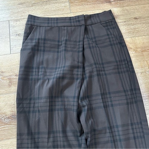 Pantalone donna Zara marrone vita alta a quadri avvolgente con bottoni taglia L ottimo stato - Foto 4 di 20