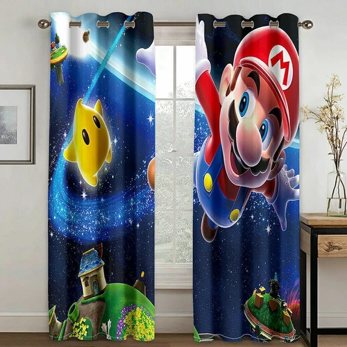 Super Mario 3D Pair Thick Blackout Window Curtains Thermal Ring Top Eyelet Gifts - Picture 35 of 61