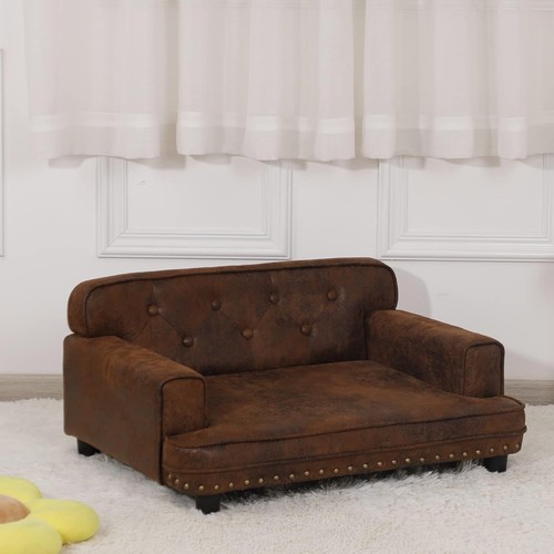 Durable Small Dog Sofa and Cat Chair with Removable Cover - Coffee Finished - Picture 8 of 11