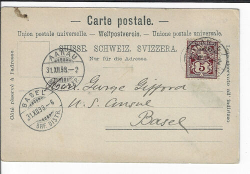 1898 Pionier Gruss aus Aarau Schweiz AK Ansicht der Mittelalterburg - Bild 2 von 2