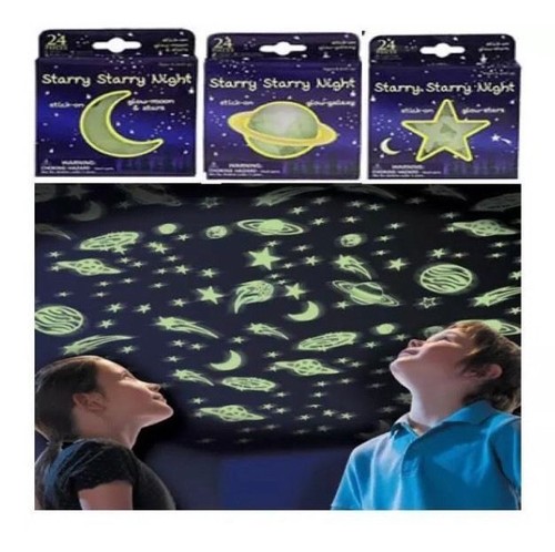 Glow In The Dark Stick On Stars Planets/Galaxies or Moons Choose 1 of 3 designs - Picture 1 of 4