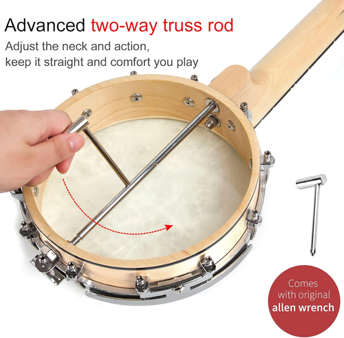 Banjo Ukulele, Concert 23 Inch Remo Drumhead Open Back Maple Body 15:1 Advanced - Picture 4 of 9